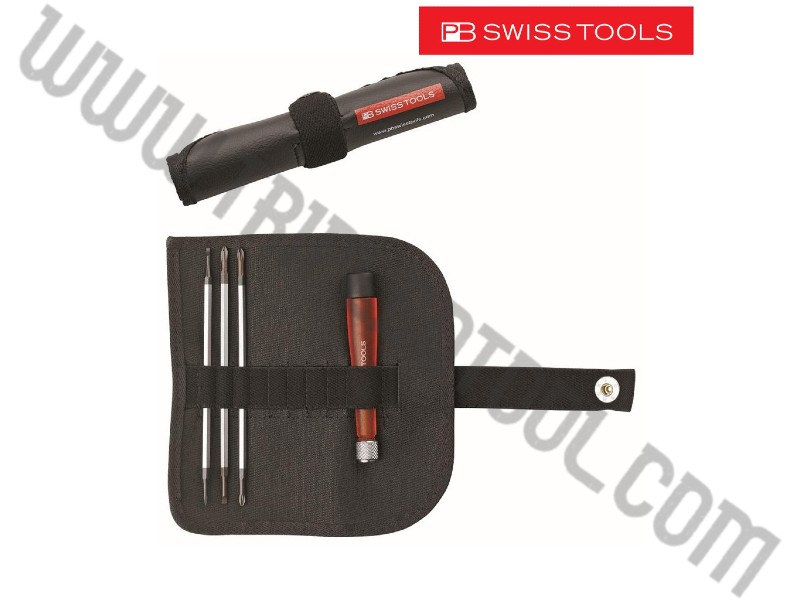PB Swiss Tools ชุดไขควง เล็ก (แบน+แฉก) 4 ตัวชุด พร้อมซองหนัง PB 510