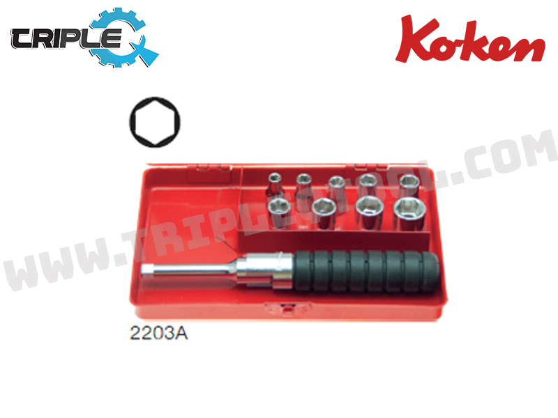 KOKEN บ๊อกซ์ชุด 6P 12 ชิ้น (นิ้ว) ในกล่องเหล็ก (Socket Set) 2203A