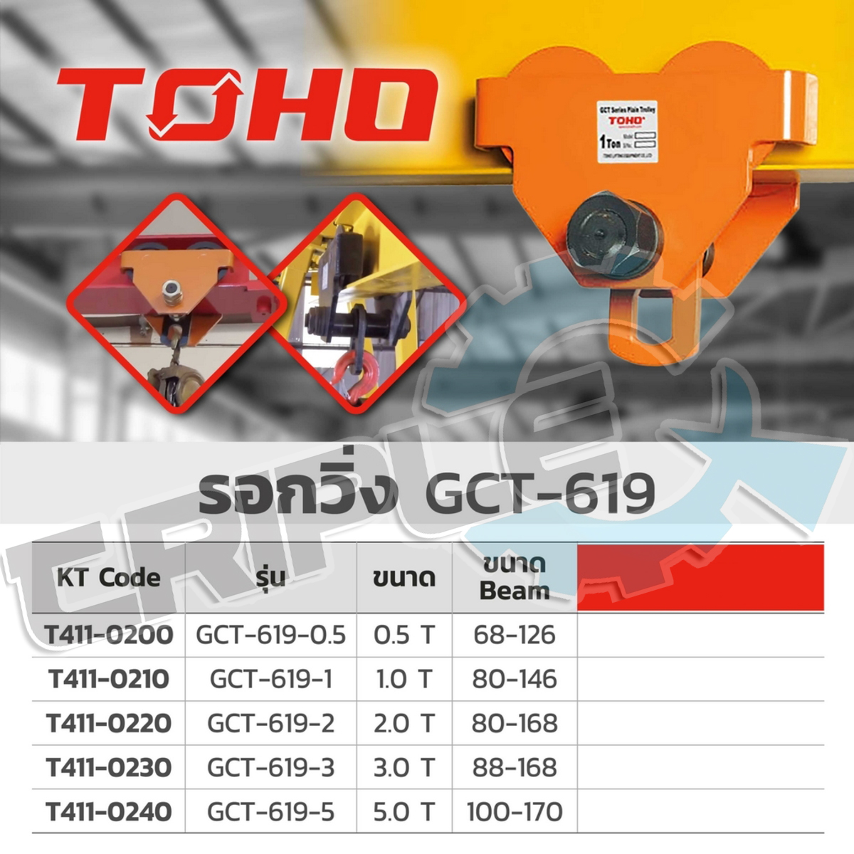 TOHO - GCT619 รอกวิ่ง ขนาด 5 ตัน